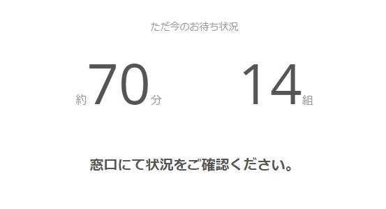 窓口の状況を確認ください